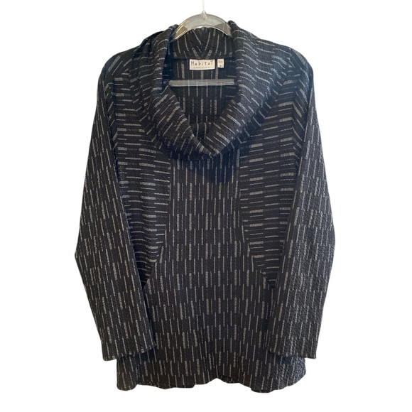 Habitat Tops - Habitat Textured Black Printed Cowl Neck Tunic Top